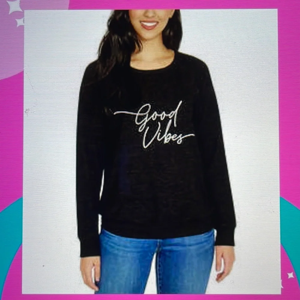 Last one XXL! ! ladies printed cozy top Good vibes:❤️ - Picture 2 of 5